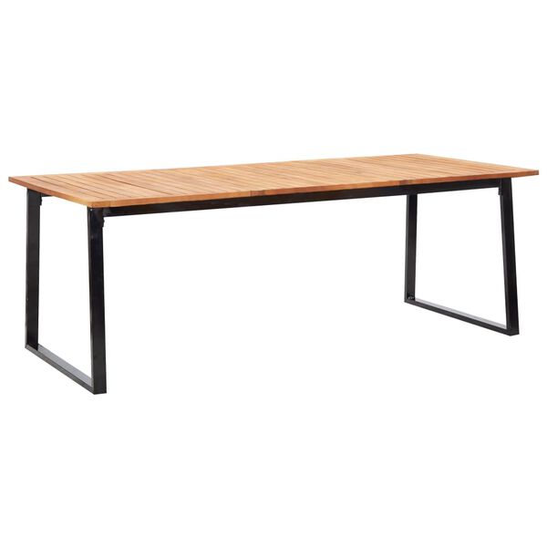 vidaXL 9 r&eacute;szes k&uuml;lt&eacute;ri fekete polyrattan &eacute;s ak&aacute;cfa &eacute;tkezőgarnit&uacute;ra