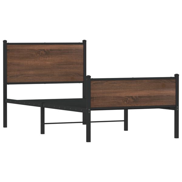vidaXL barna tölgy színű fém ágykeret matrac nélkül 90 x 190 cm