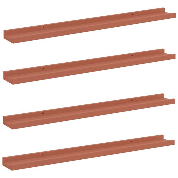 vidaXL Falpolc polcokkal t&aacute;rol&oacute;val 4 pcs Piros 80 x 9 x 3 cm Faanyag