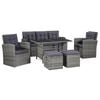 vidaXL 6-r&eacute;szes sz&uuml;rke polyrattan kerti b&uacute;torszett p&aacute;rn&aacute;kkal