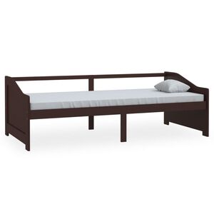 vidaXL s&ouml;t&eacute;tbarna 3 szem&eacute;lyes t&ouml;m&ouml;r fenyőfa kanap&eacute;&aacute;gy 90 x 200 cm
