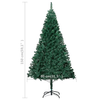 vidaXL zöld PVC megvilágított műkarácsonyfa gömb szettel 150 cm