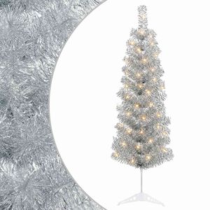 vidaXL Mű Karcs&uacute; Kar&aacute;csonyi Fa 150 cm 150 LED Meleg feh&eacute;r PVC &eacute;s f&eacute;m
