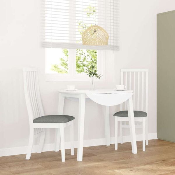 vidaXL 2 db fehér tömörfa gumiból készült étkezőszékek párnákkal