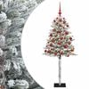 vidaXL Műfenyő g&ouml;mb&ouml;kkel 120 cm 150 LED Meleg feh&eacute;r PVC &eacute;s f&eacute;m