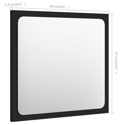 vidaXL fekete forgácslap fürdőszobai tükör 40 x 1,5 x 37 cm