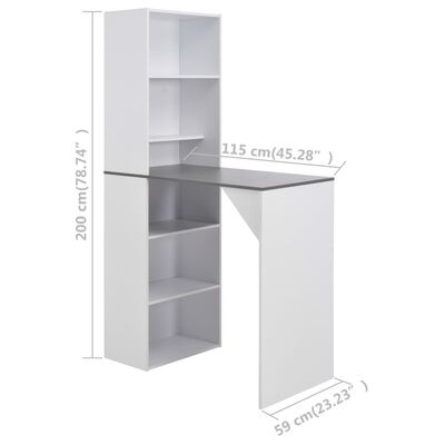 vidaXL fehér bárasztal szekrénnyel 115 x 59 x 200 cm