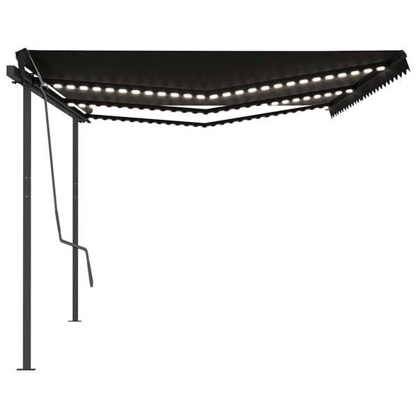 vidaXL antracitsz&uuml;rke automata sz&eacute;l&eacute;rz&eacute;kelős &eacute;s LED-es napellenző 6x3m