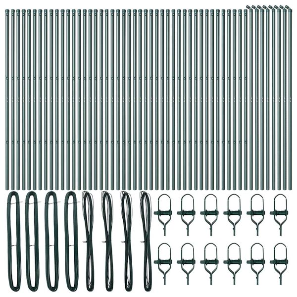 vidaXL Kerítésoszlop Egyéb 52 pcs Zöld 3,2 x 3,2 x 170 cm Acél