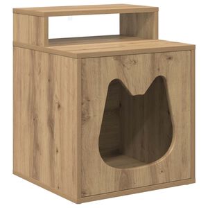 vidaXL Macska H&aacute;z K&eacute;zműves T&ouml;lgy sz&iacute;nű 42,5 x 40 x 53,5 cm Szerelt Fa