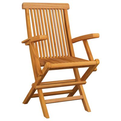 vidaXL 3 db tömör tíkfa kerti szék levélmintás párnával