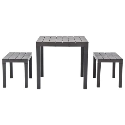 vidaXL barna műanyag kerti asztal 2 paddal