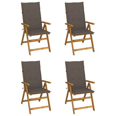 vidaXL 4 db dönthető tömör akácfa kerti szék párnával