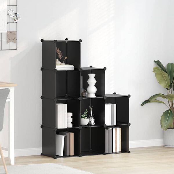 vidaXL fekete polipropil&eacute;n t&aacute;rol&oacute;kocka 9 db kock&aacute;val