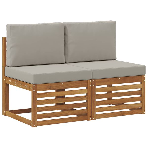 vidaXL 2 Darab K&uuml;lt&eacute;ri k&ouml;z&eacute;pső kanap&eacute; T&ouml;m&ouml;r Ak&aacute;cfa Term&eacute;szetes