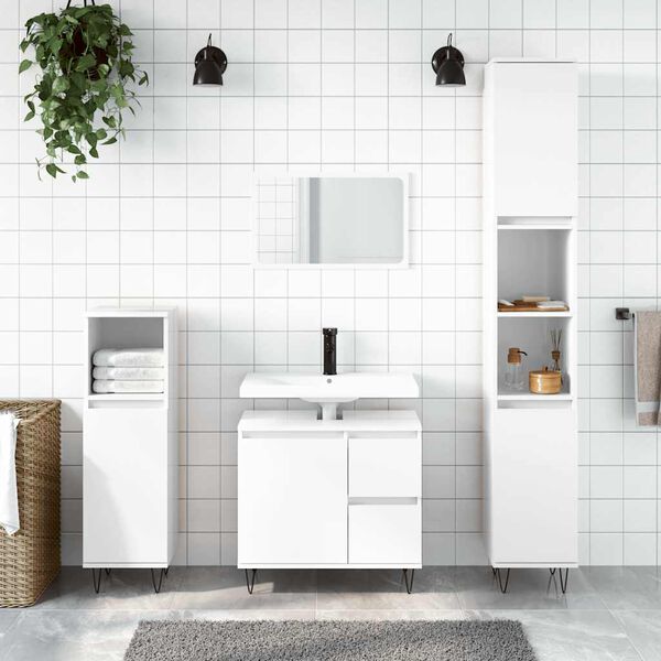 vidaXL magasf&eacute;nyű feh&eacute;r szerelt fa f&uuml;rdőszobaszekr&eacute;ny 65 x 33 x 60 cm