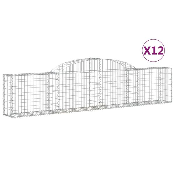 vidaXL 12 db íves horganyzott vas gabion kosár 300x30x60/80 cm