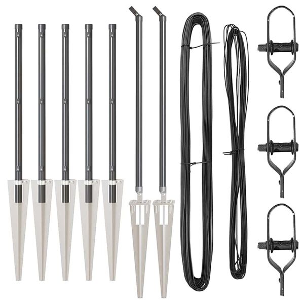 vidaXL Ker&iacute;t&eacute;soszlop 7 pcs Sz&uuml;rke Ac&eacute;l