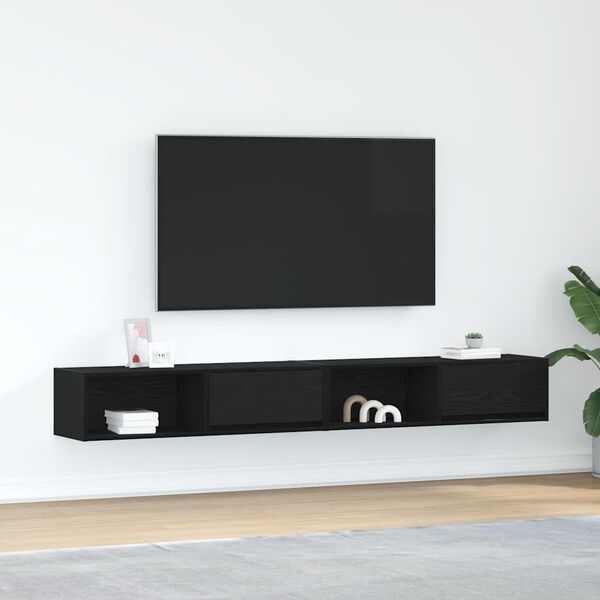 vidaXL 2 db fekete t&ouml;lgy sz&iacute;nű szerelt fa TV-szekr&eacute;ny 100x31x25,5cm
