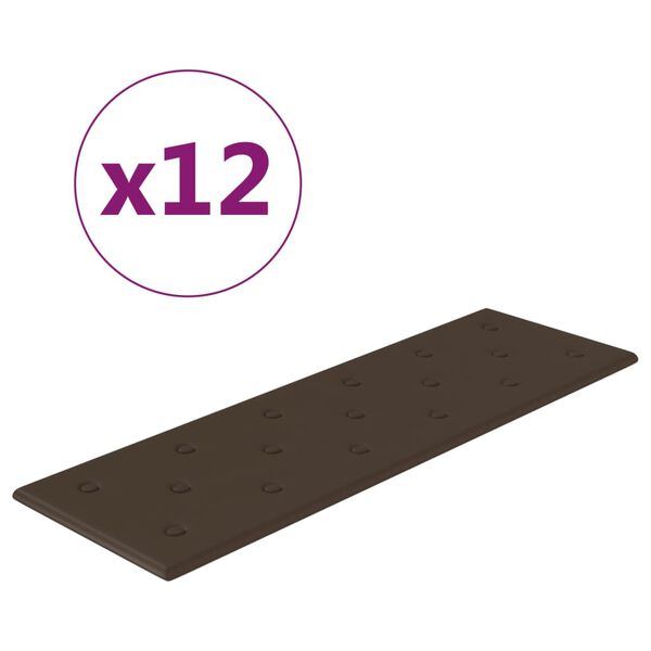 vidaXL 12 db barna műbőr fali panel 90 x 30 cm 3,24 m&sup2;