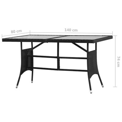 vidaXL fekete polyrattan kerti asztal 140 x 80 x 74 cm