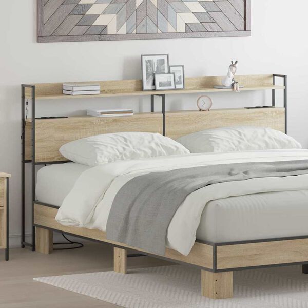 vidaXL T&aacute;rol&oacute; fejt&aacute;mla polcokkal t&aacute;rol&oacute;val sonoma t&ouml;lgy 200 cm Faanyag