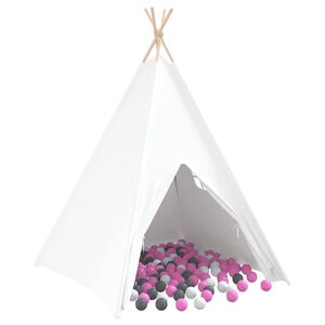 vidaXL Teepee s&aacute;tor Feh&eacute;r 120 x 120 x 150 cm Textil &eacute;s Műanyag