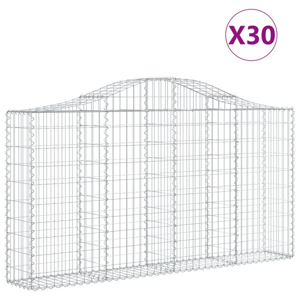 vidaXL 30 db íves horganyzott vas gabion kosár 200x30x100/120 cm