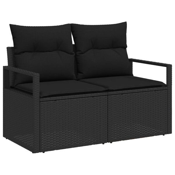 vidaXL Kanap&eacute; Szett 5 pcs Fekete polirattan