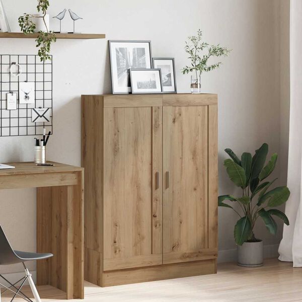 vidaXL k&eacute;zműves t&ouml;lgy sz&iacute;nű szerelt fa k&ouml;nyvszekr&eacute;ny 82,5x30,5x115 cm