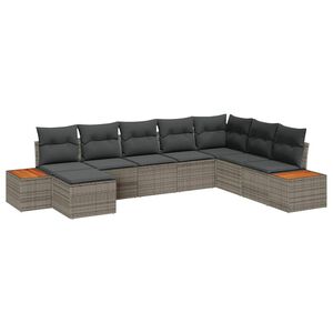 vidaXL Kerti Kanap&eacute; Szett p&aacute;rn&aacute;val t&aacute;rol&oacute;val 9 pcs Sz&uuml;rke Polyrattan
