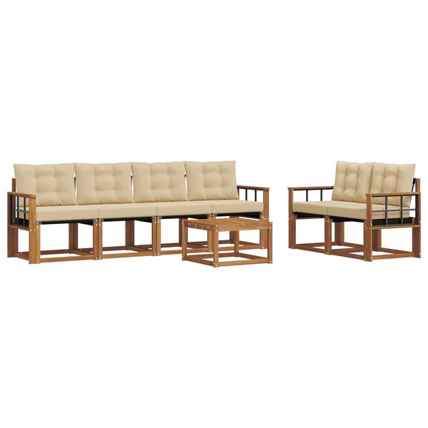 vidaXL K&uuml;lt&eacute;ri kanap&eacute; szett p&aacute;rn&aacute;val 7 pcs Term&eacute;szetes &eacute;s b&eacute;zs