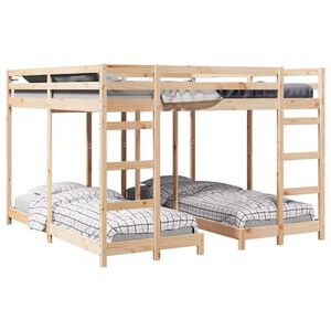 vidaXL H&aacute;romszintes emeletes &aacute;gykeret Term&eacute;szetes 80 / 200 x 200 cm