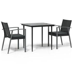 vidaXL 3 r&eacute;szes polyrattan &eacute;s ac&eacute;l kerti &eacute;tkezőgarnit&uacute;ra p&aacute;rn&aacute;val