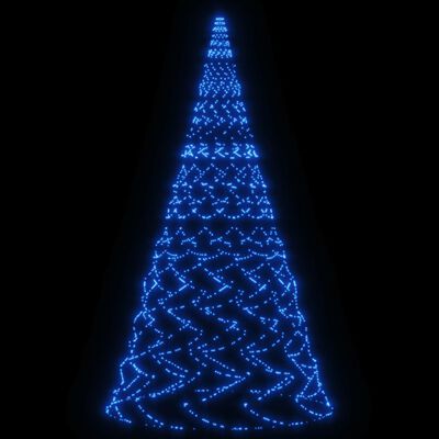 vidaXL karácsonyfa zászlórúdon 3000 kék LED-del 800 cm