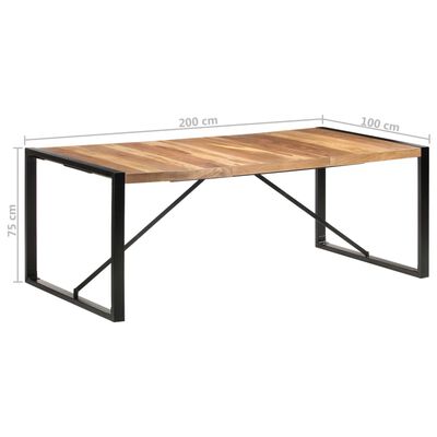 vidaXL paliszander felületű tömör fa étkezőasztal 200 x 100 x 75 cm