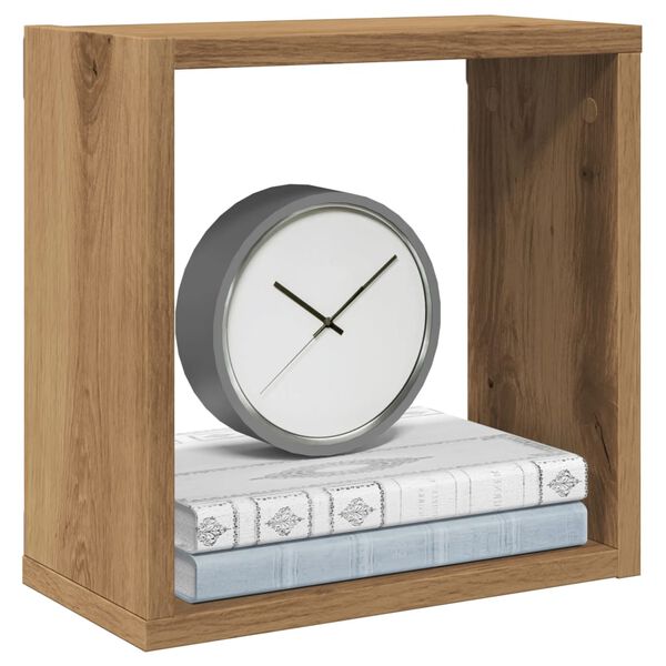 vidaXL 4 db kézműves tölgyszínű szerelt fa fali kockapolc 30x15x30 cm