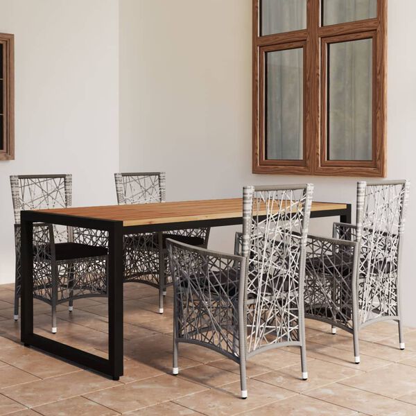 vidaXL 5 r&eacute;szes sz&uuml;rke kerti &eacute;tkezőgarnit&uacute;ra