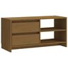 vidaXL m&eacute;zbarna t&ouml;m&ouml;r fenyőfa TV-szekr&eacute;ny 80 x 31 x 39 cm