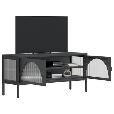 vidaXL fekete üveg és acél TV-szekrény 105 x 35 x 50 cm