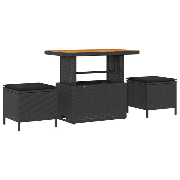 vidaXL Kerti Kanap&eacute; Szett p&aacute;rn&aacute;val t&aacute;rol&oacute;val 9 pcs Fekete Poli rattan