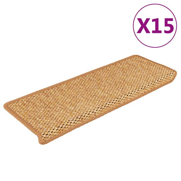 vidaXL 15 db szizál hatású öntapadó lépcsőszőnyeg 65x21x4 cm