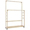 vidaXL bambusz ruha&aacute;llv&aacute;ny polcokkal &eacute;s kerekekkel 90x35x155 cm