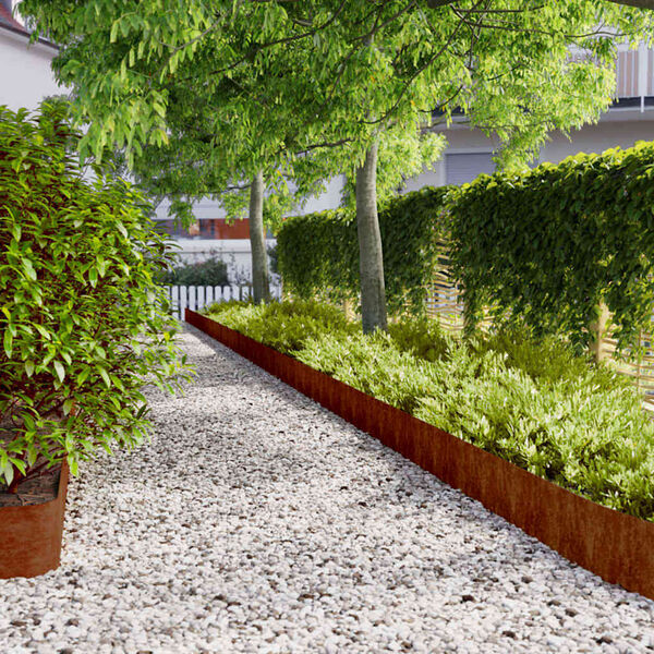 vidaXL 10 db rugalmas corten ac&eacute;l gyepszeg&eacute;ly 20 x 103 cm
