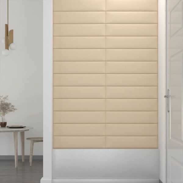 vidaXL 12 db krémszínű szövet fali panel 60 x 15 cm 1,08 m²