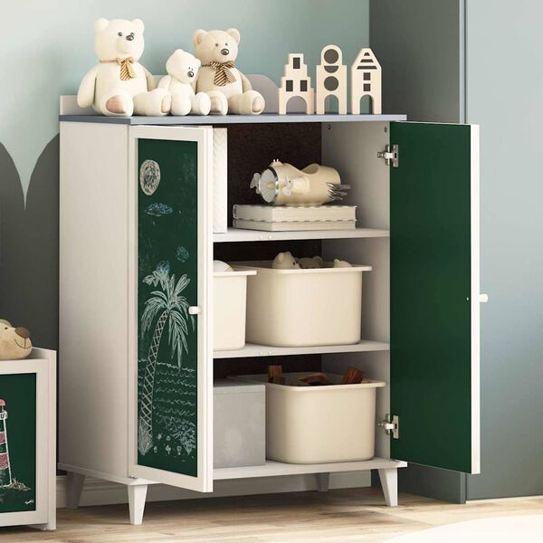 vidaXL Szekr&eacute;ny k&eacute;t ajt&oacute;val &eacute;s kr&eacute;t&aacute;val bor&iacute;tott előlappal ROROS