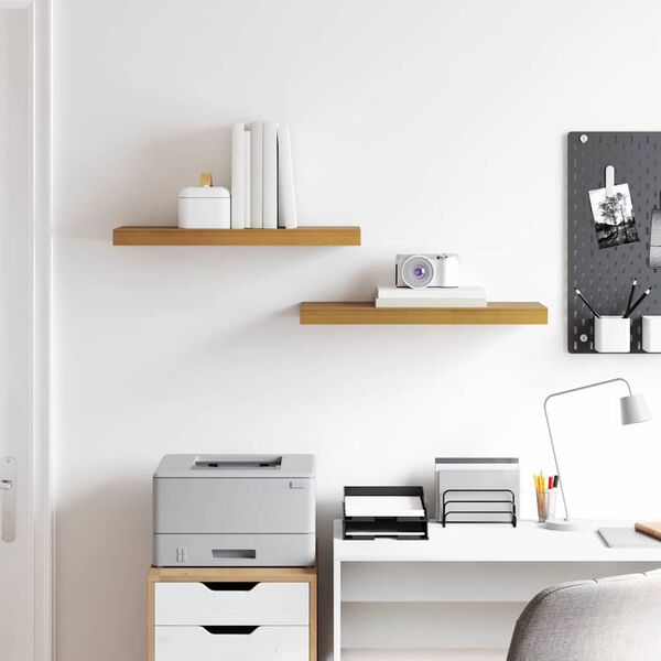 vidaXL Falpolc Falra szerelhető 2 pcs B&eacute;zs 60 x 23,5 x 4 cm Faanyag