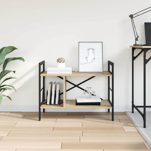 vidaXL K&ouml;nyvespolc Sonoma t&ouml;lgy 75 x 30 x 58,5 cm Faanyag