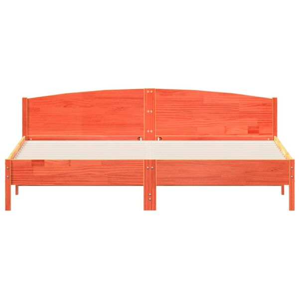 vidaXL viaszbarna t&ouml;m&ouml;r fenyőfa &aacute;gy matrac n&eacute;lk&uuml;l 200 x 200 cm