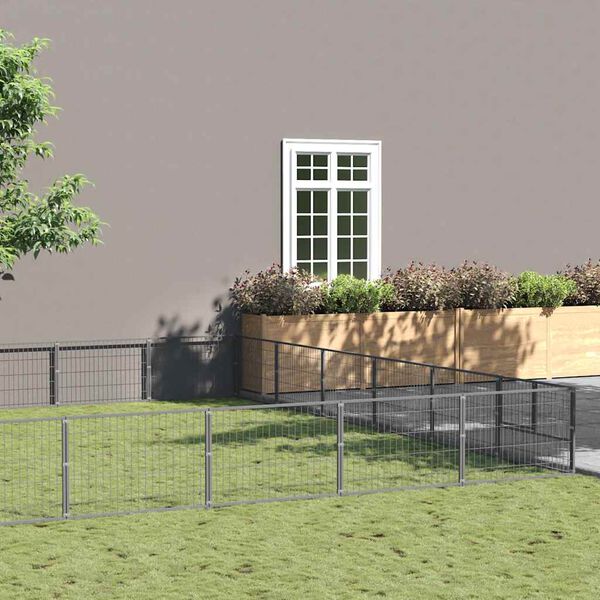 vidaXL ez&uuml;stsz&iacute;nű ac&eacute;l kutyakennel 54 m&sup2;